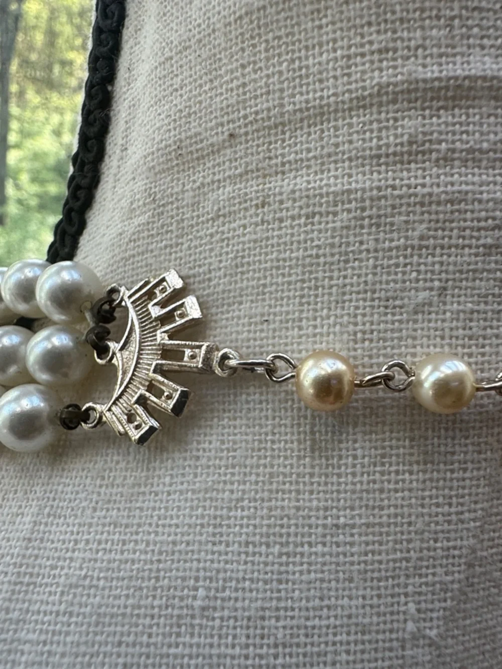 Elegant Multi-Strand Pearl and Crystal Necklace - Cream & Gold | Made In Japan